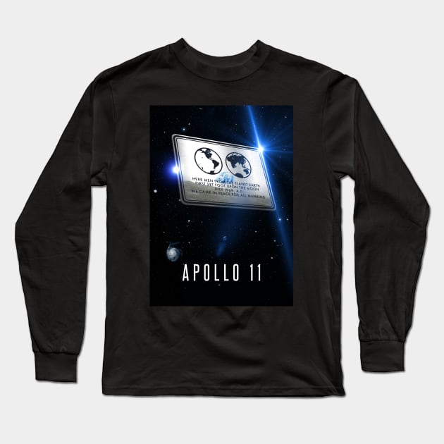 Apollo 11 metal plaque, 3D Long Sleeve T-Shirt by Synthwave1950